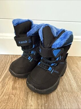Kamik Kids Black and Blue Fleece-Lined Winter Boots